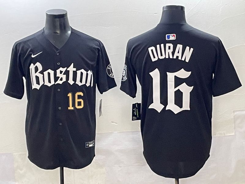Men 2025 Boston Red Sox #16 Duran Black Five generations Joint Name Nike MLB Jersey style 6->youth mlb jersey->Youth Jersey